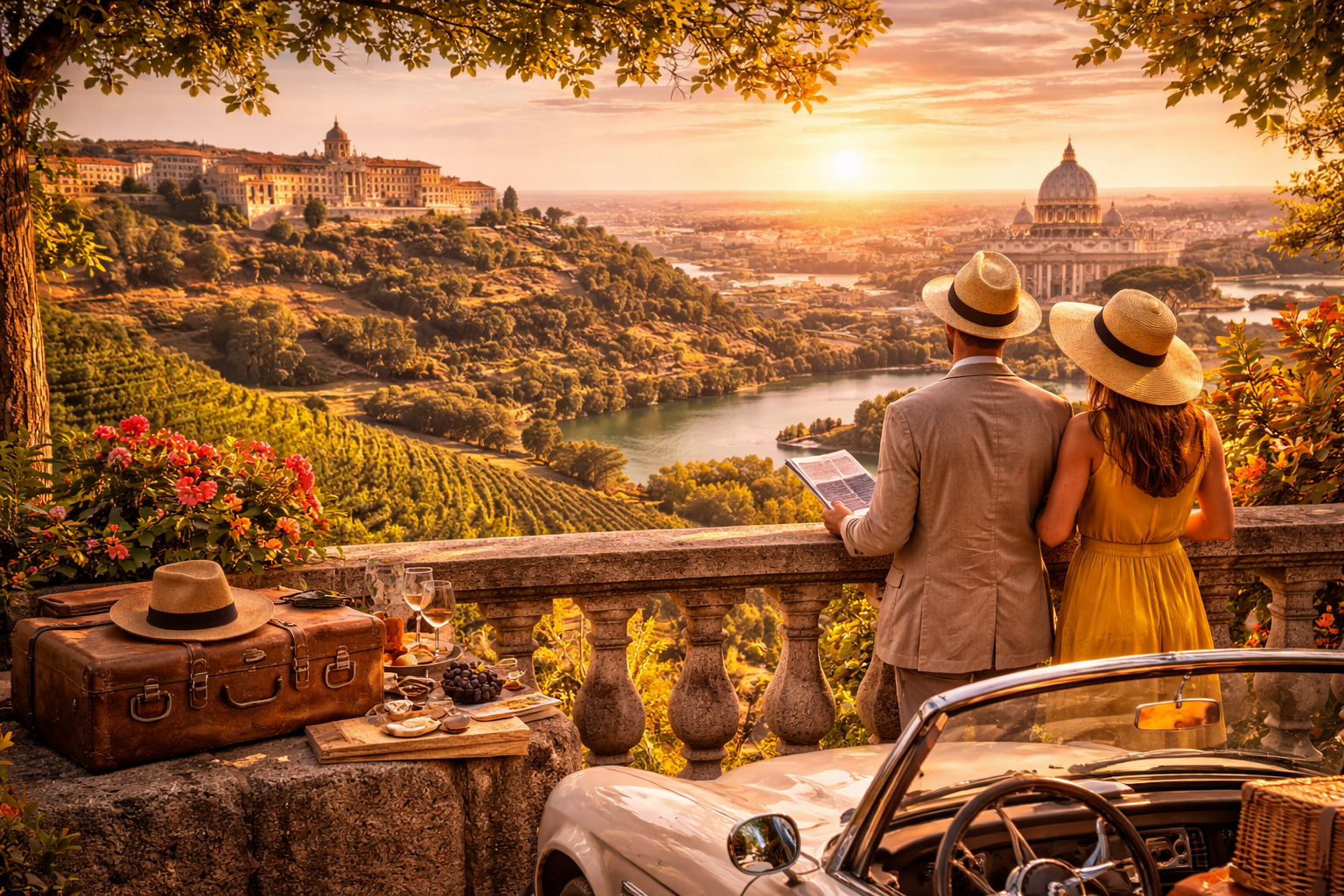 <b>The journey of European Aristocratic travelers in the 18th and 19th centuries</b><br> Locations: Castelli Romani - Rome city center<br>  Main Highlights: Castelli Romani Villas and Belvedere, Rome Most iconic spot (Pantheon, Piazza di Spagna, Villa Borghese, Piazza Navona, St. Peter's Basilica)  